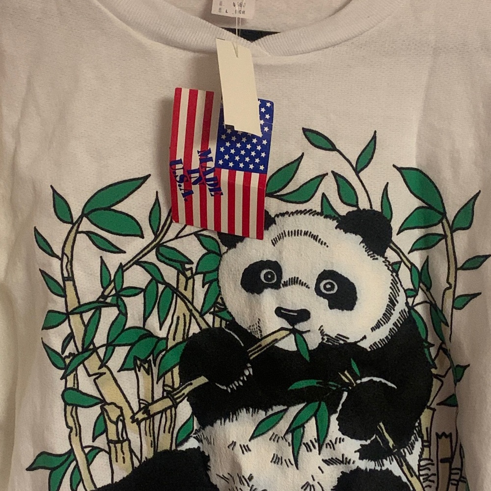 Vintage 80s 90s Panda Bear Sweatshirt Top USA Jane Colby Graphic Print NOS NEW